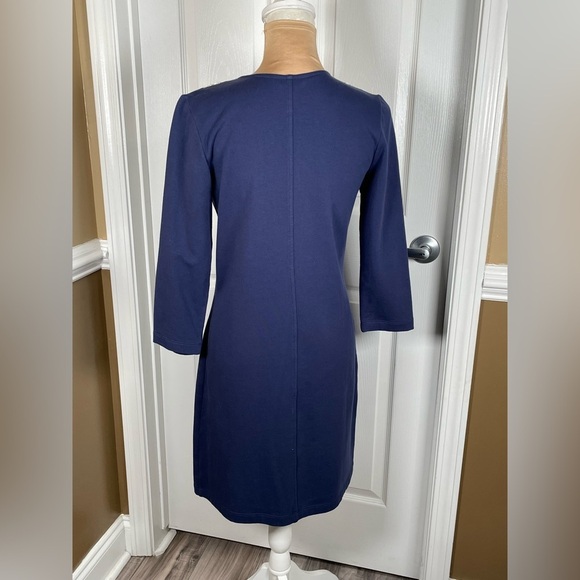 Lilly Pulitzer Clarkson Navy gold trim white scroll 3/4 sleeve dress Embroidered - Picture 10 of 12